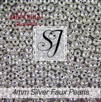 Фото SJ Designs Faux Pearls, 4 mm Round SILVER