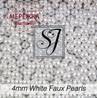 Фото SJ Designs Faux Pearls, 4 mm Round WHITE