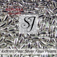 Фото SJ Designs Faux Pearls Pear 4*8 mm Silver