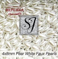 Фото SJ Designs Faux Pearls Pear 4*8 mm White