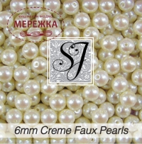 Фото SJ Designs Faux Pearls, 6 mm Round CREME