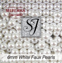 Фото SJ Designs Faux Pearls, 6 mm Round WHITE