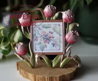 Фото Шовковиця Рамка для оформлення Frame TULIP Pink Рожевий, 16х15,5см (віконце 7х7см) FTP