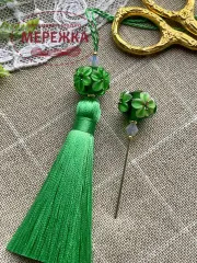 Фото Hobby Bee Набір китичка та голка-пін, Смарагдові квіти