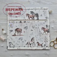 Фото Органайзер для рукоділля JustCraft конверт Коні 22*22 см.