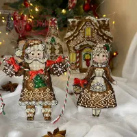 Фото Набір для вишивання хрестиком Сузір'я Єдинорога 2в1 Пряниковий Містер та Місіс Санта (акрил +підставка) 1075 а