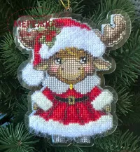 Фото Набір для вишивання хрестиком Kingdom of Handmade на прозорій основі. Лосяш Пані Санта RL-05