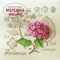 Фото Les Brodeuses Parisiennes Схема Etude a la Hortensia+тканина, пришивний шарм