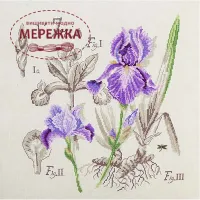 Фото Les Brodeuses Parisiennes Схема Etude a la Iris+тканина, пришивний шарм
