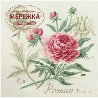 Фото Les Brodeuses Parisiennes Схема Etude a la Pivoine+тканина, пришивний шарм