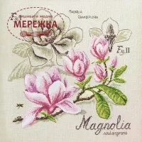 Фото Les Brodeuses Parisiennes Схема Etude au Magnolia +тканина, пришивний шарм