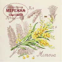 Фото Les Brodeuses Parisiennes Схема Etude au Mimosa+тканина, пришивний шарм EMIL/CRE