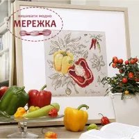 Фото Les Brodeuses Parisiennes Схема Etude aux Poivrons+тканина, пришивний шарм EPOIL/CRE