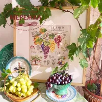 Фото Les Brodeuses Parisiennes Схема Etude aux "Raisins"+тканина, пришивний шарм EARL/CRE