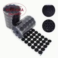 Фото Липучка чорна, двохстороння на клею, діаметр 1,5 см, 6 шт