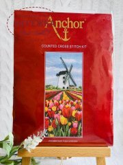 Фото набір для вишивання хрестиком Анкор Пейзаж з тюльпанами РСЕ0806