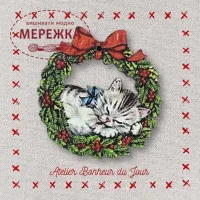 Фото Atelier Bonheur du jour Гудзик Різдвяний вінок з котиком NO-34