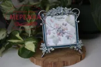 Фото Шовковиця Рамка для оформлення Frame FLORAL Blue Блакитна, 12х13,5см (віконце 8,5х8,5см) FFB