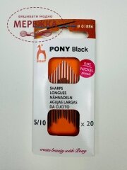 Pony набір голок для шиття №5/10, з білим вушком, серія Black 01886