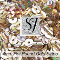 Фото SJ Designs Micro Sequins Flat Round, 4 mm Gold Stripe