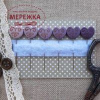 Фото Рахункові голки (піни) Puntinipuntini Set di giochi Warm Purple Hearts, sei tonalità