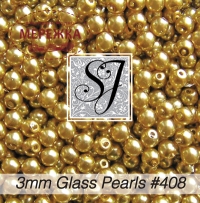 Фото SJ Designs Glass Pearls, 3 mm Ant. Gold Luster #408
