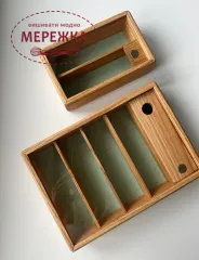 Фото Скринька для рукоділля (дуб), з прозорою кришкою 18*26*5,5 см.