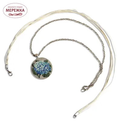 Фото набір для вишивання кулона Голуба гортензія