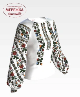 Фото Блуза жіноча біле домоткане Барвиста Вишиванка Сокальська троянда БЖд154
