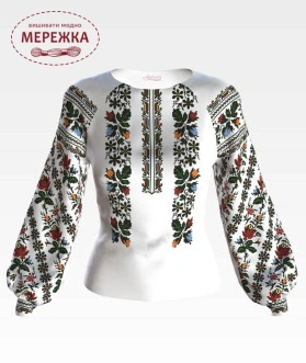 Фото Блуза жіноча біле домоткане Барвиста Вишиванка Сокальська троянда БЖд154