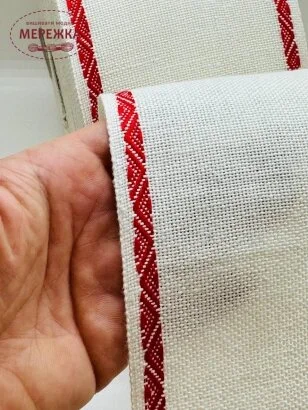 Стрічка Vaupel and Heilenbeck біла, кант червоний, 10 см. 880/100