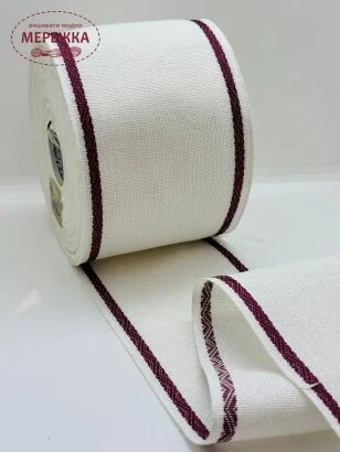 Стрічка Vaupel and Heilenbeck біла, кант бордо, 10 см. 980/100