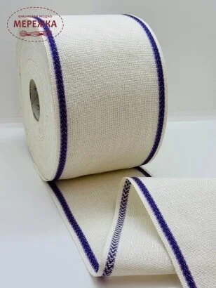 Стрічка Vaupel and Heilenbeck біла, кант бузковий,10 см. 940/100