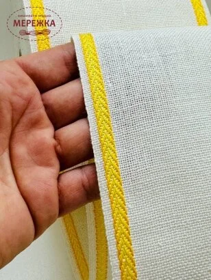 Стрічка Vaupel and Heilenbeck біла, кант жовтий, 10 см. 940/100