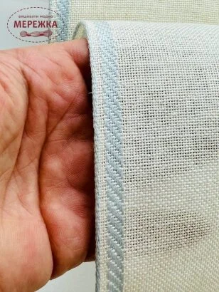 Стрічка Vaupel and Heilenbeck біла, кант ніжно-блакитний, 10 см. 950/100