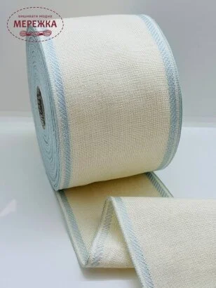 Стрічка Vaupel and Heilenbeck біла, кант ніжно-блакитний, 10 см. 950/100