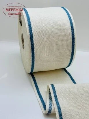 Стрічка Vaupel and Heilenbeck біла, кант темно блакитний, 10 см. 980/100