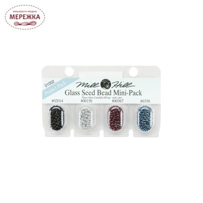 Фото Бісер Mill Hill Glass Seed Bead Mini-Pack, 4 кольори 01002