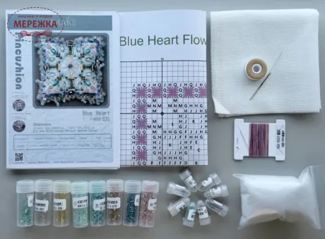 Фото Набір для вишивання бісером Imake Blue Heart Flower Pincushion-MINI i-mini-031