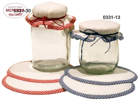 Фото Permin виріб круглий на баночки, кант блакитний 0331/13