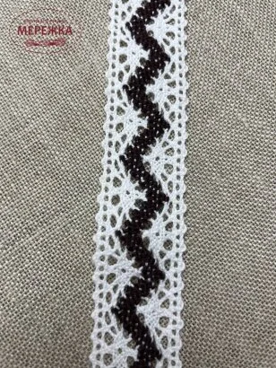 Фото Мереживо біло-коричневе, 100% бавовна (071) 87351
