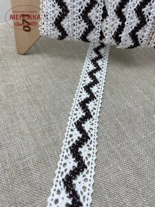 Фото Мереживо біло-коричневе, 100% бавовна (071) 87351