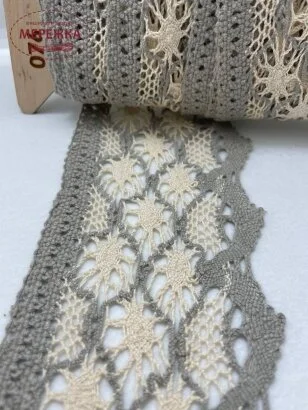 Фото Мереживо бежево-сіре, 100% бавовна (076) 5/1