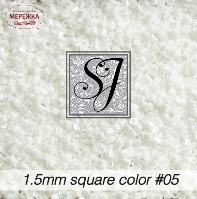 Фото SJ Designs Glass Beads Square 1.5 mm #05 White