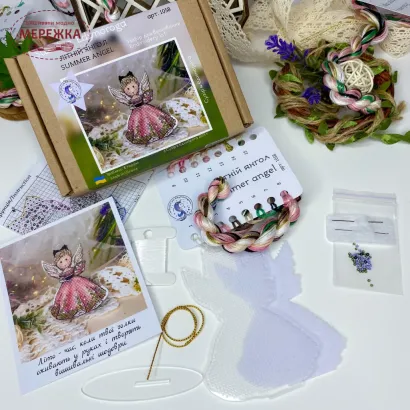 Фото Набір для вишивання хрестиком Сузір'я Єдинорога Літній янгол (прозора акрилова основа+підставка) 1058