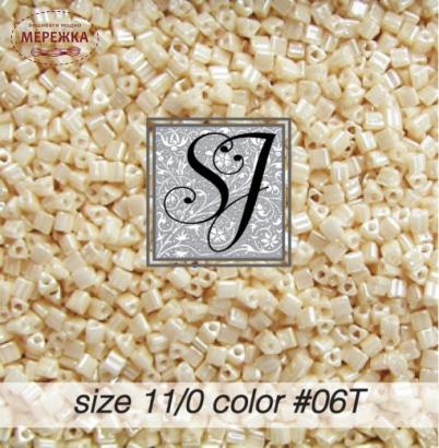 Фото Бісер SJ Designs Glass Seed Beads, 11/0 Creme pearl Triangle #06T