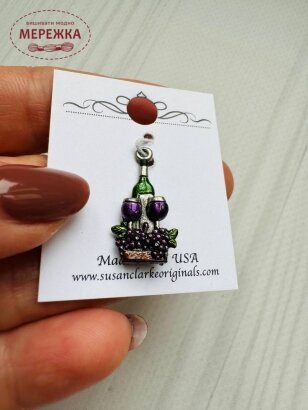 Фото Susan Clarke Originals Wine Bottle & Glass Charm C-1378 - Пришивний елемент 