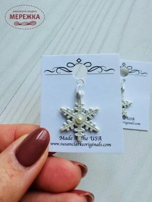 Фото Susan Clarke Originals Snowflake/Pearl Center C-153 - Пришивний елемент 