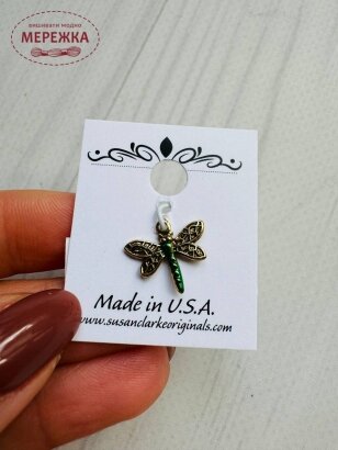 Фото Пришивний елемент Susan Clarke Originals Dragonfly Charm Green C-1685