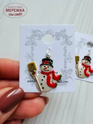 Фото Susan Clarke Originals Snowman w/Broom C-1689 - Пришивний елемент